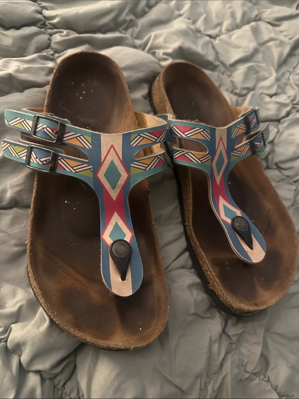 Birkenstock Multicolor Geometric T-Strap Sandals 38